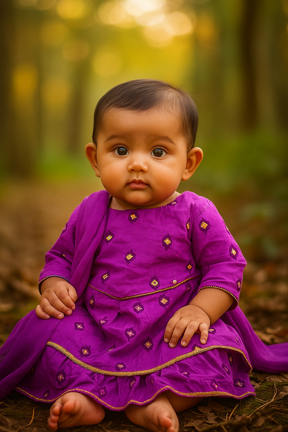 পার্পল রঙের ২-পিস শরারা সেট (জামা,পাজামা ও ওড়না)