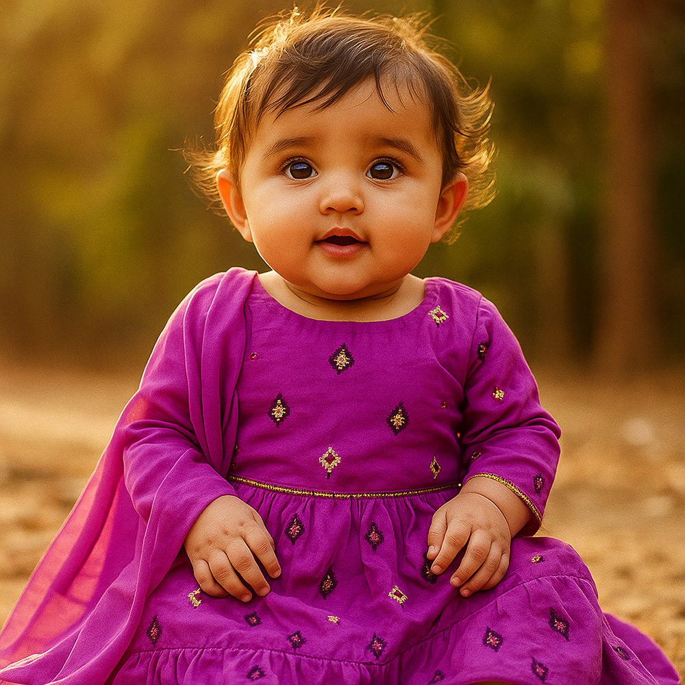 পার্পল রঙের ২-পিস শরারা সেট (জামা,পাজামা ও ওড়না)